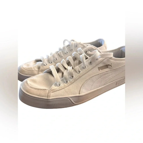 Men’s Puma Smash V2 VULC CV Casual White Canvas Sneakers - Picture 6 of 10